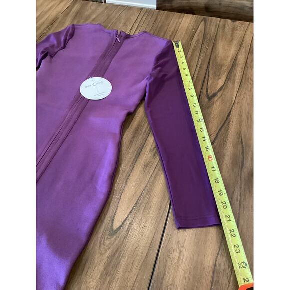 Miss Circle Revolve Purple Bandage Bodycon long sleeve mini Dress Mesh small - Picture 8 of 13